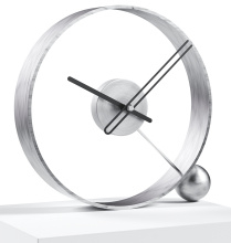 Design table clock Endless antik silver/black 32cm