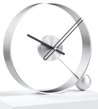 Design table clock Endless brushed silver/black 32cm