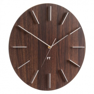 Wall Clock Future Time FT2010WE Round Dark Natural Brown 40cm