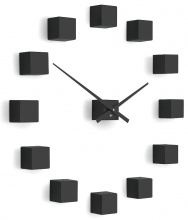 Designer self-adhesive wall clock Future Time FT3000BK Cubic black