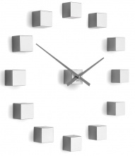Designer self-adhesive wall clock Future Time FT3000SI Cubic silver