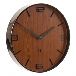 Designer wall clock Future Time FT3010TT Flat walnut titanium 30cm