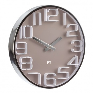 Designer wall clock Future Time FT7010BR Numbers caffé latte 30cm