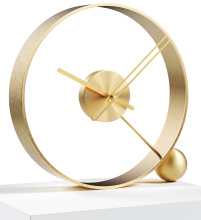 Design Table Clock Endless brushed gold/gold 32cm