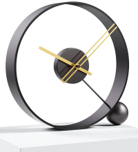 Design table clock Endless lacquered black/gold 32cm
