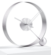 Design table clock Endless brushed silver/silver 32cm