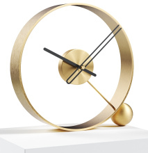 Design table clock Endless brushed gold/black 32cm