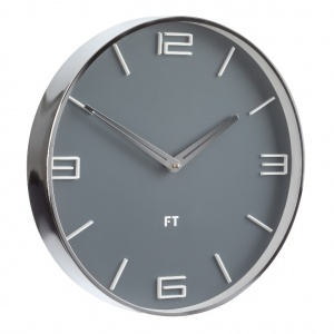 Designer wall clock Future Time FT3010GY Flat grey 30cm
