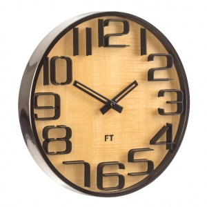 Designer wall clock Future Time FT7010TT Numbers oak titanium 30cm