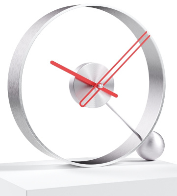 Design table clock Endless brushed silver/red 32cm
Click to view the picture detail.