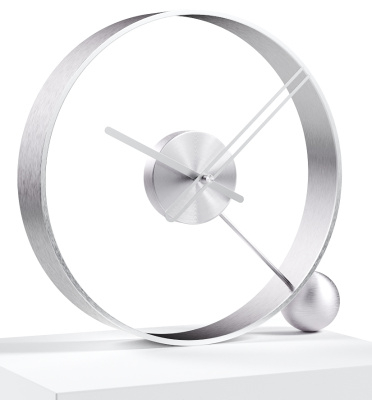 Design table clock Endless brushed silver/silver 32cm
Click to view the picture detail.